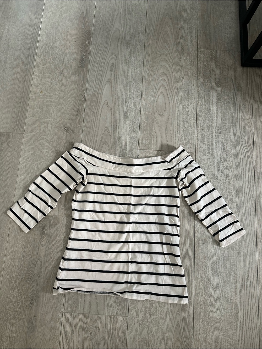LOFT Black & White Striped Off-Shoulder Tunic